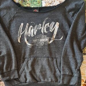 Harley-Davidson Women’s Charcoal Gray off-shoulder Hoodie